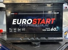 🔋 Eurostart Akumlyator 60Ah – Sərfəli qiymət, 6 ay zəmanət